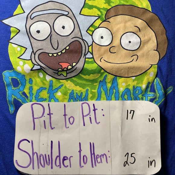 Rick & Morty Men's Small Blue Short Sleeve Adult Swim Cartoon Graphic T Shirt - Picture 9 of 9